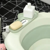 Vaschetta Bagnetto Pieghevole per Neonati con Cuscinetto e Lavabo, in Plastica Antiscivolo, 86x53x25.5 cm, Verde