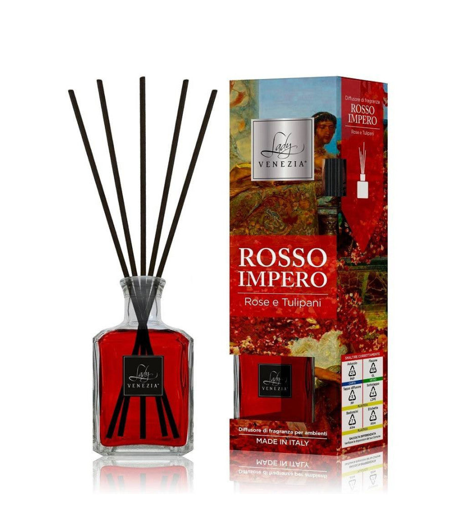Maxi Diffusore Ambiente Bastoncini Fragranza Rosso Impero Rose E Tulipani 250 Ml         
