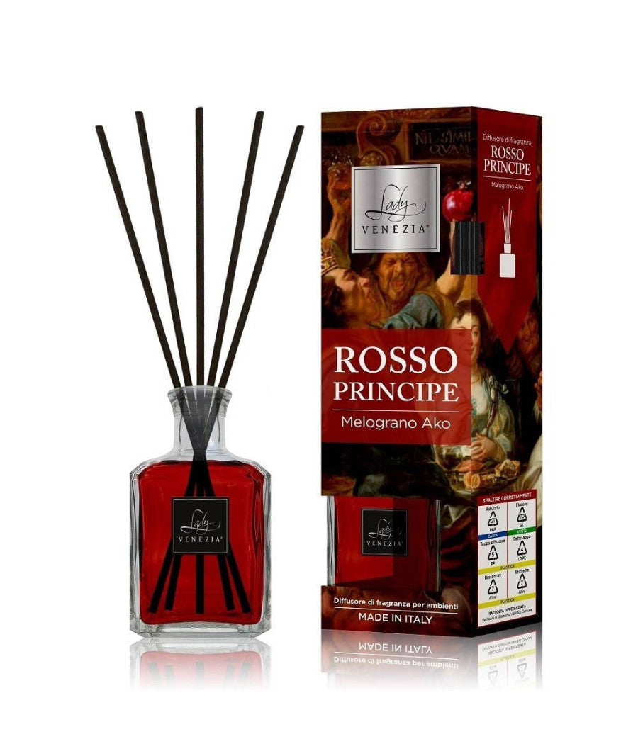 Maxi Diffusore Ambiente Bastoncini Fragranza Rosso Principe Melograno Ako 250 Ml         