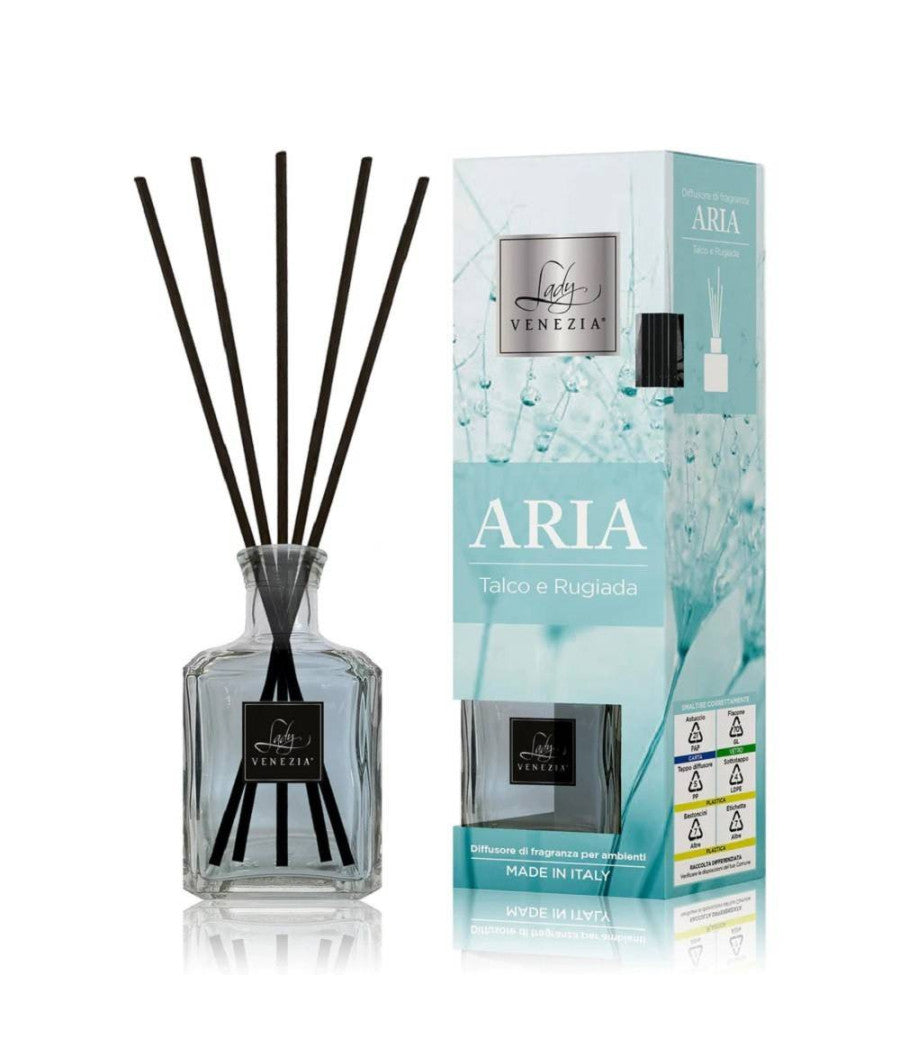 Maxi Diffusore Ambiente Cubo Con Bastoncini Fragranza Aria Talco E Rugiada 250ml         