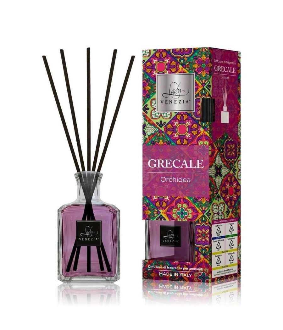 Maxi Diffusore Ambiente Cubo Con Bastoncini Fragranza Grecale Orchidea 250 Ml         