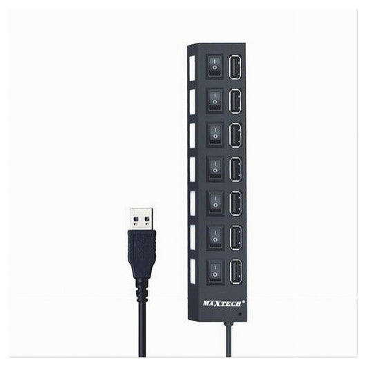 Maxtech Hub-07 Usb 2.0 A 7 Porte Ad Alta Velocità  On/off Interruttore Per Windos Macos         