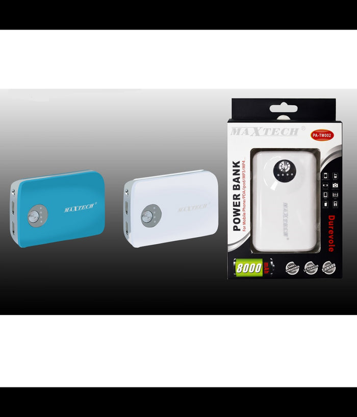 Maxtech Power Bank Batteria 8000mah Ricarica Smartphone Ipod Mp3 Mp4 2usb Pa-tm002         