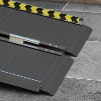 Rampa per Sedia a Rotelle Pieghevole in Alluminio con Deflettori e Adesivi, 91x73.6x5.1 cm, Nero