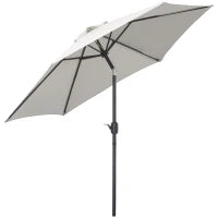 Ombrellone da Giardino 2.6x2.4 m con Manovella e Testa Inclinabile, in Alluminio e Poliestere Beige e Nero