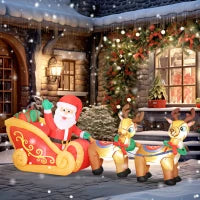 Babbo Natale Gonfiabile con Slitta e Renne da 2.4m con 6 Luci LED e Gonfiatore per Esterni e Interni