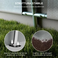 Tendone per Auto e Feste con 2 Finestre Laterali, in Acciaio Zincato e PE, 618x265/330x240 cm, Grigio Chiaro