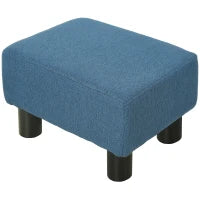 Pouf Poggiapiedi Imbottito e Rettangolare in Poliestere e Plastica, 40x30x24 cm, Blu Scuro