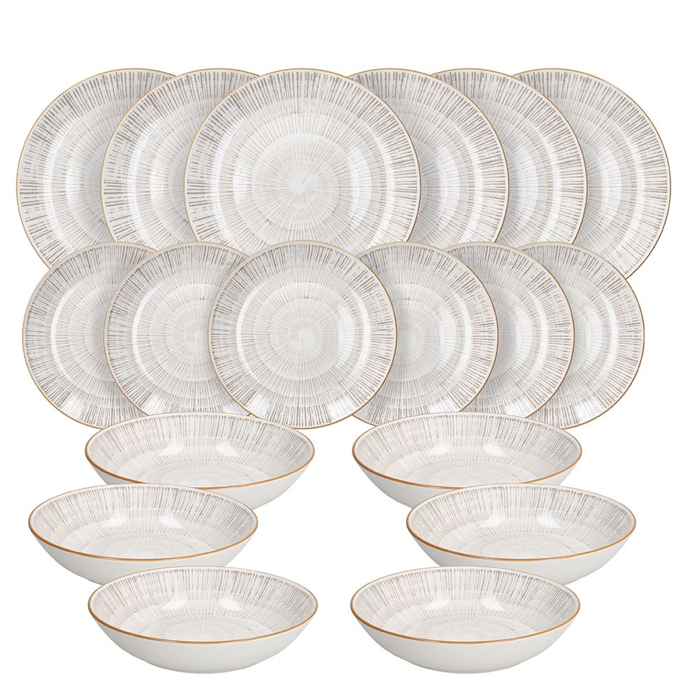 Servizio piatti 18 pezzi Virtuo  Porcellana Beige