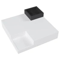 Tavolino da caffè lucido, tavolino con scatola portaoggetti rimovibile ed effetto luce LED, 72×72×30 cm, Bianco