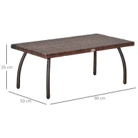 Tavolino in Rattan Sintetico, Tavolino da Esterno Piccolo, per Giardino, Terrazzo Impermeabile Marrone 90x50x35cm