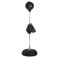 Punching Ball da Terra con Guantoni, Altezza Regolabile 126-144 cm e Base Riempibile, Nero