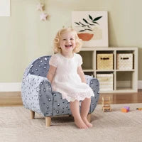 Poltrona per Bambini con Design a Stelle che Brillano al Buio in Velluto, 55x40x55 cm, Grigio