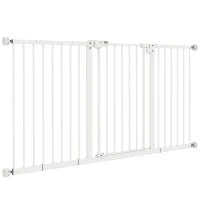 Cancellino per Cani a 3 Estensioni con Larghezza Regolabile 74-148 cm e Chiusura Automatica, Bianco