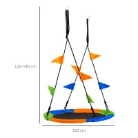 Altalena Rotonda a Nido per Bambini di +3 Anni per Giardino, Esterni, Interni, Cameretta, Multicolor Φ100x120-180Acm