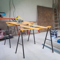 DURHAND Set 2 Pezzi Cavalletti da Lavoro Pieghevoli e Portatili, Piano di Lavoro in Gomma Antiscivolo, Carico Max. 250kg