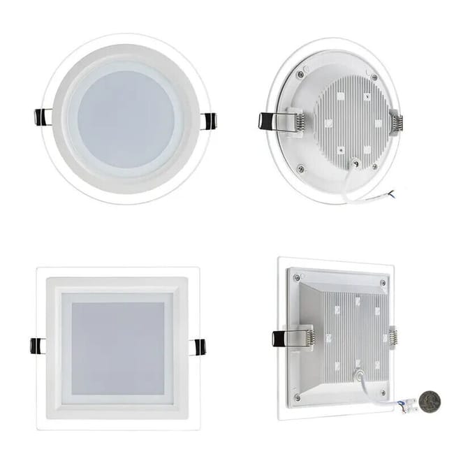 FARETTO LED PANNELLO 18 WATT INCASSO A MOLLA TONDO VETRO