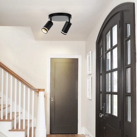 ZMH Faretto da soffitto neri 2 fiamme GU10 orientabili 355° per corridoio