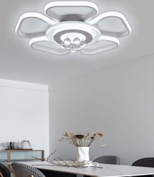 Lampadario da soffitto LED Plafoniera design moderno fiore cristalli IP20 50W luce fredda 6500k
