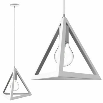 LAMPADARIO DA SOFFITTO A SOSPENSIONE FORMA TRIANGOLO 3D PORTA LAMPADINA E27 bianco