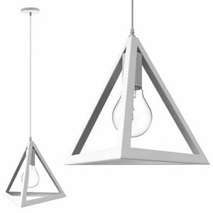 LAMPADARIO DA SOFFITTO A SOSPENSIONE FORMA TRIANGOLO 3D PORTA LAMPADINA E27 bianco