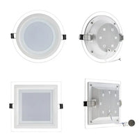 FARETTO LED PANNELLO 9 WATT INCASSO A MOLLA QUADRATO VETRO 3 COLORI