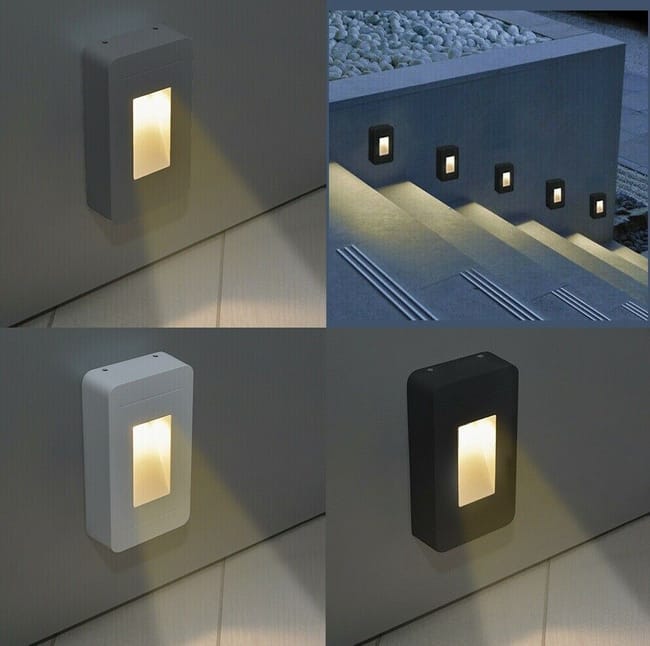 Faretto segnapassi da esterno IP65 LED 12W luce per scale giardino viale muro Grigio Luce Fredda 6500k