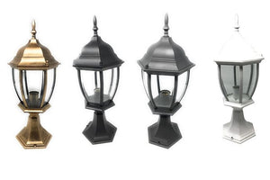 Lampione da giardino 49cm lanterna in vetro e27 luce da esterno alluminio es45 Grigio