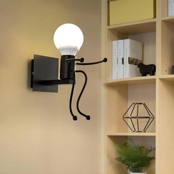 Applique a Parete Attacco E27 Lampada da Parete Omino su Scala IP20 Salone e B&B