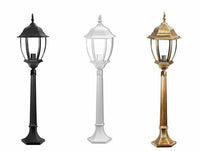 LAMPIONE DA GIARDINO CON PALO A TERRA 87CM LUCE E27 LANTERNA IN VETRO DA ESTERNO GRIGIO