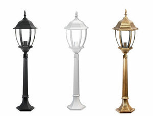 LAMPIONE DA GIARDINO CON PALO A TERRA 87CM LUCE E27 LANTERNA IN VETRO DA ESTERNO GRIGIO