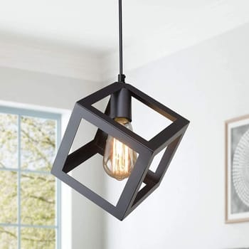 Lampadario Lampada Sospensione Cubo Moderno con Portalampada E27 NERO