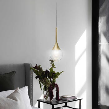 Lampadario A Sospensione LED Sferico Vetro Dorato Decorativo Pendente 5W 6500k