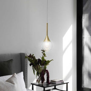 Lampadario A Sospensione LED Sferico Vetro Dorato Decorativo Pendente 5W 6500k