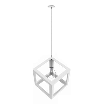 Lampadario Lampada Sospensione Cubo Moderno con Portalampada E27 BIANCO