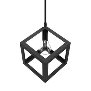Lampadario Lampada Sospensione Cubo Moderno con Portalampada E27 NERO