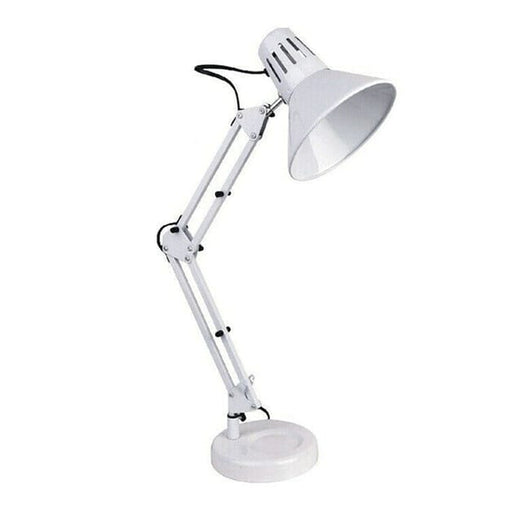 Lampada da Tavolo Scrivania Braccio Flessibile Attacco E27 Bianco