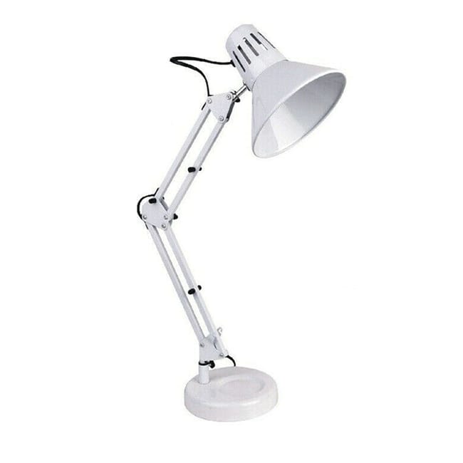 Lampada da Tavolo Scrivania Braccio Flessibile Attacco E27 Bianco