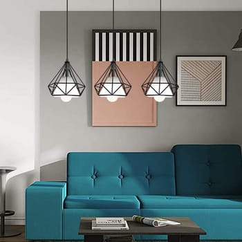 LAMPADARIO A SOFFITTO SOSPENSIONE PLAFONIERA E27 FERRO VINTAGE MODERNO NERO