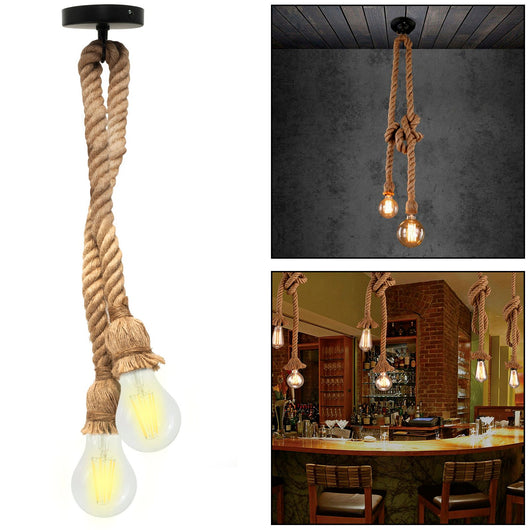 PORTALAMPADA LAMPADARIO SOFFITTO CORDA DOPPIA E27 EDISON PENDENTE NODO VINTAGE