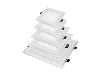 FARETTO LED PANNELLO 9 WATT INCASSO A MOLLA QUADRATO VETRO 3 COLORI