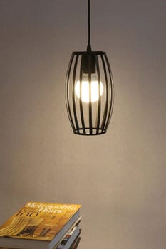 Lampadario da soffitto e27 di forma ovale nero portalampada sospensione