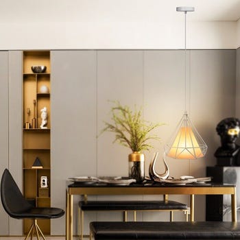 LAMPADARIO A SOFFITTO SOSPENSIONE PLAFONIERA E27 FERRO VINTAGE MODERNO BIANCO