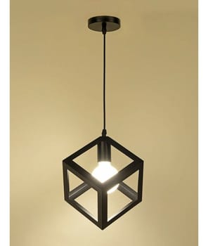 Lampadario Lampada Sospensione Cubo Moderno con Portalampada E27 NERO