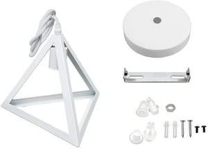 LAMPADARIO DA SOFFITTO A SOSPENSIONE FORMA TRIANGOLO 3D PORTA LAMPADINA E27 bianco