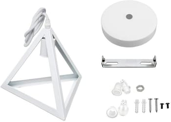 LAMPADARIO DA SOFFITTO A SOSPENSIONE FORMA TRIANGOLO 3D PORTA LAMPADINA E27 bianco