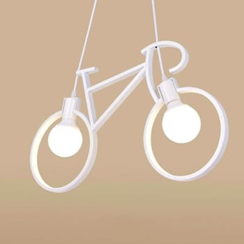 Lampadario Led Moderno a sospensione da soffitto forma di bicicletta NERA BIANCA