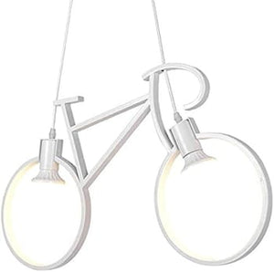 Lampadario Led Moderno a sospensione da soffitto forma di bicicletta NERA BIANCA