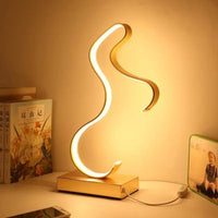 Lampada da tavolo curva LED 12W per interni luce scrivania comodino casa moderna LUCE CALDA