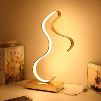 Lampada da tavolo curva LED 12W per interni luce scrivania comodino casa moderna LUCE CALDA